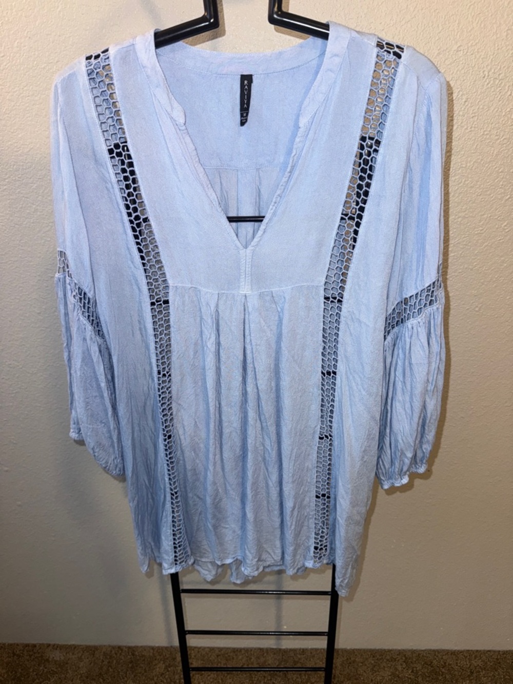 Raviya Light Blue Gathered V-Neck Tunic